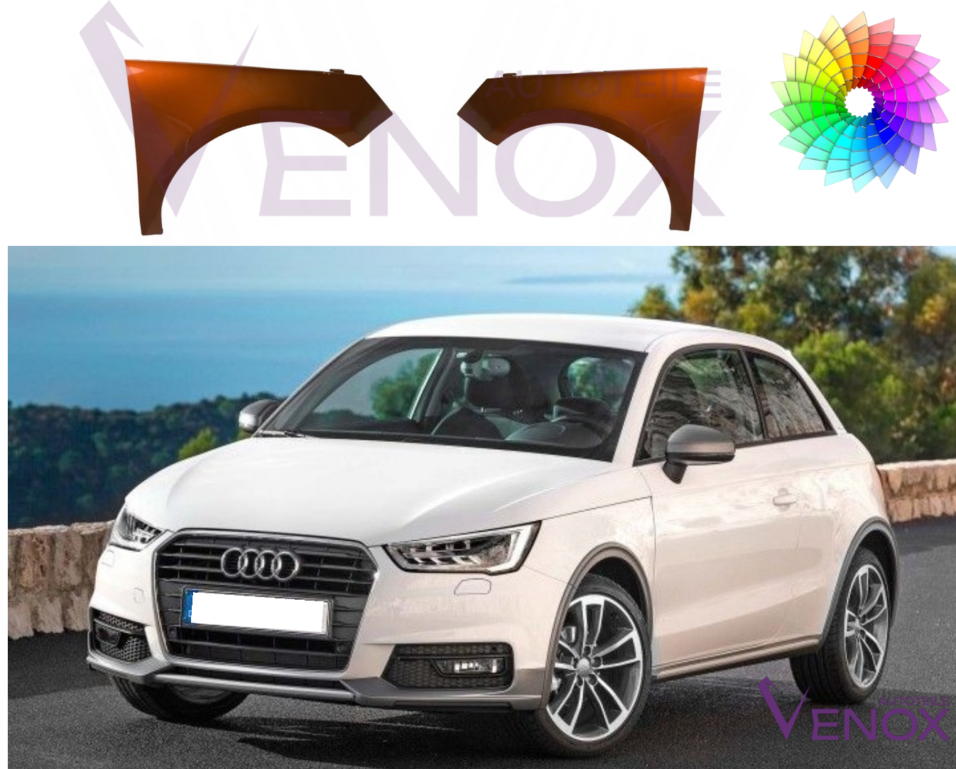 Voor Audi A1 10-15 Rechter voorvleugel gespoten in de gewenste kleur NIEUW - Afbeelding 2