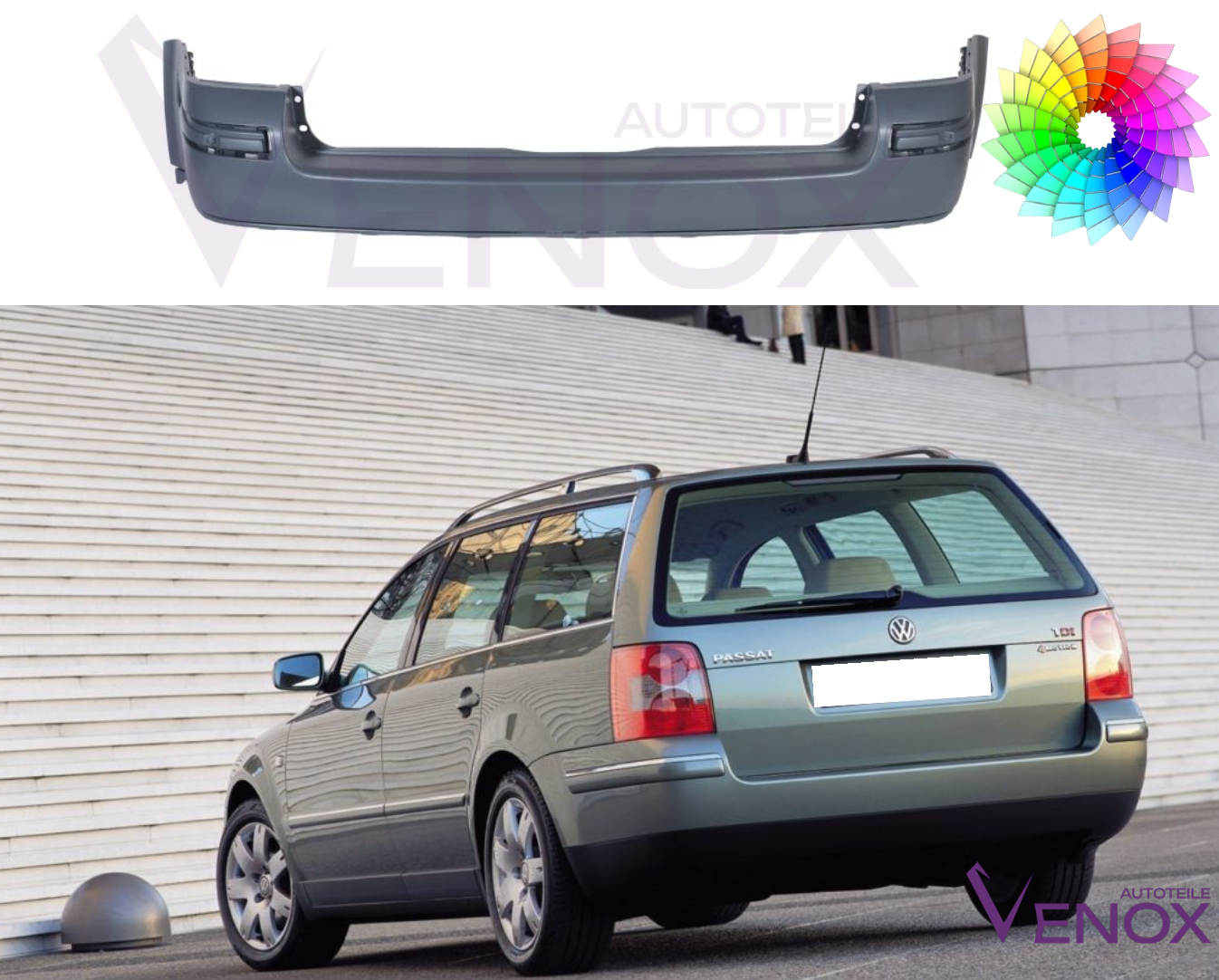 Voor Vw Passat B5 FL 2000-2005 Variant Achterbumper gespoten in gewenste kleur - Afbeelding 2