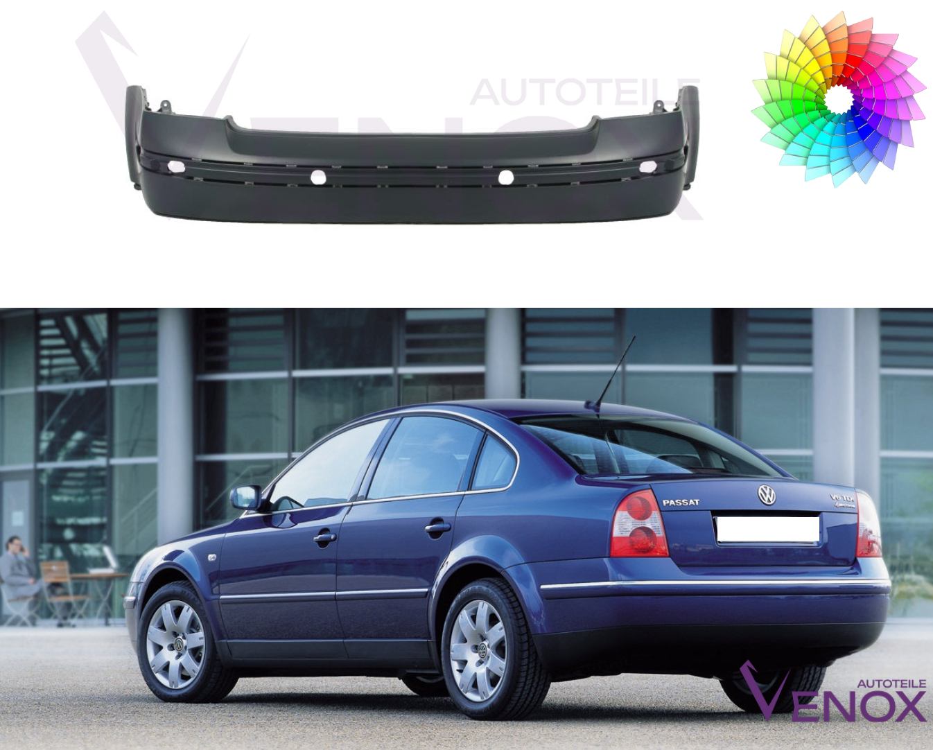 Voor Vw Passat B5 FL 2000-2005 Achterbumper gespoten in gewenste kleur - Afbeelding 2