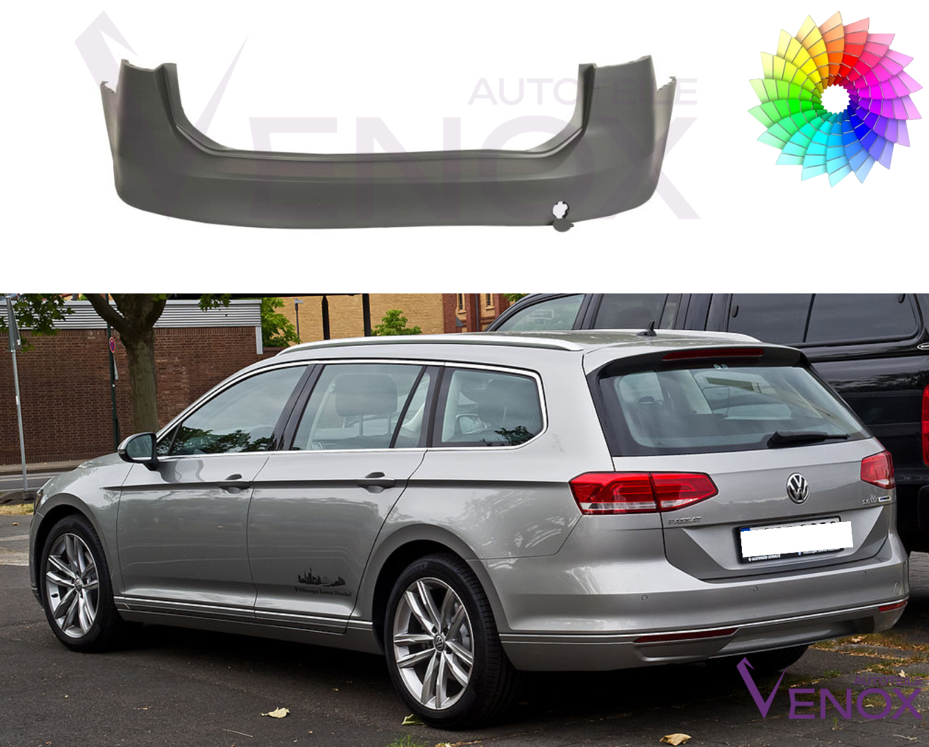 Vw Passat B8 vanaf 2015 Estate Achterbumper gespoten in de gewenste kleur - Afbeelding 2