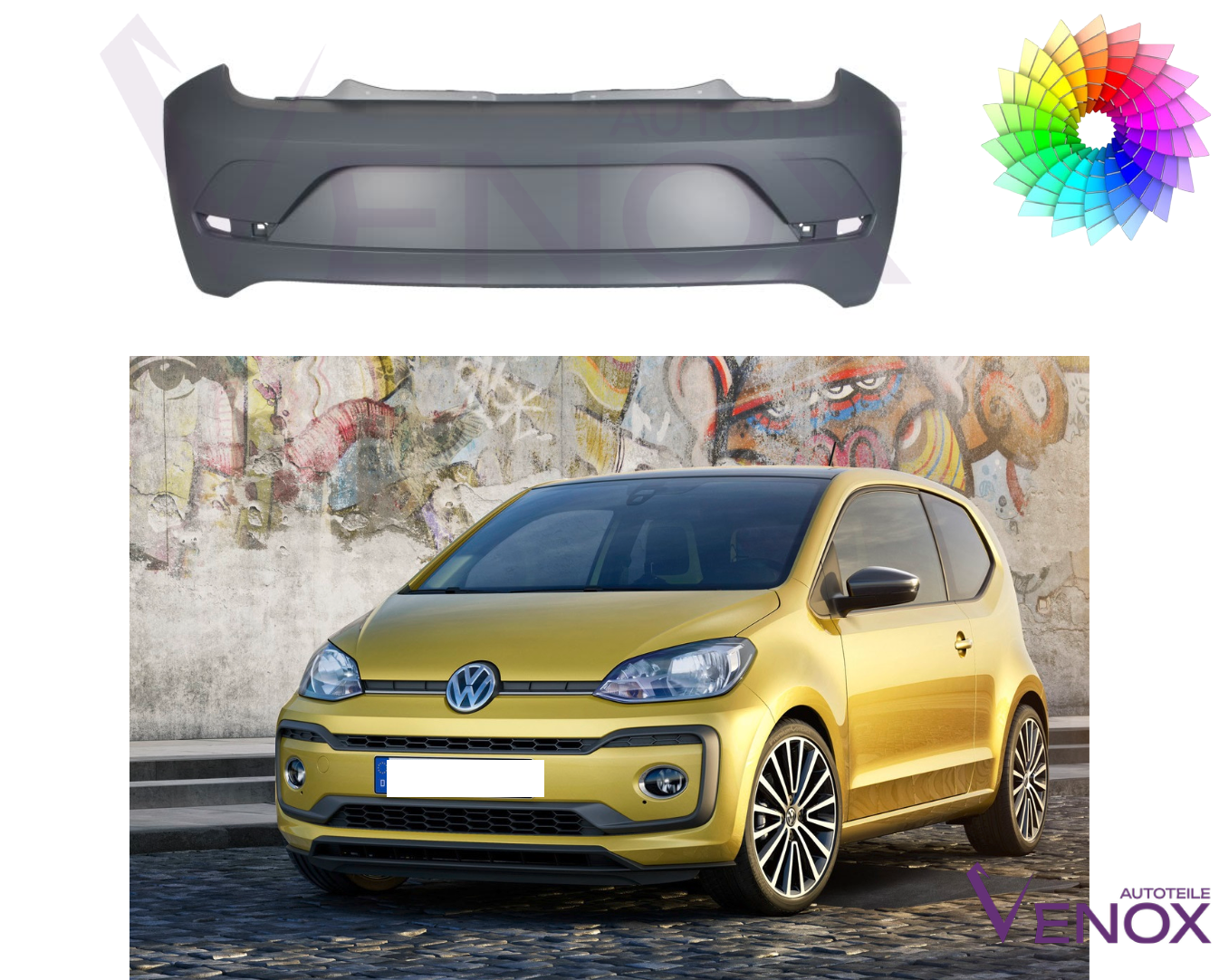 Voor Vw UP! vanaf 2016 Achterbumper gespoten in de gewenste kleur - Afbeelding 2