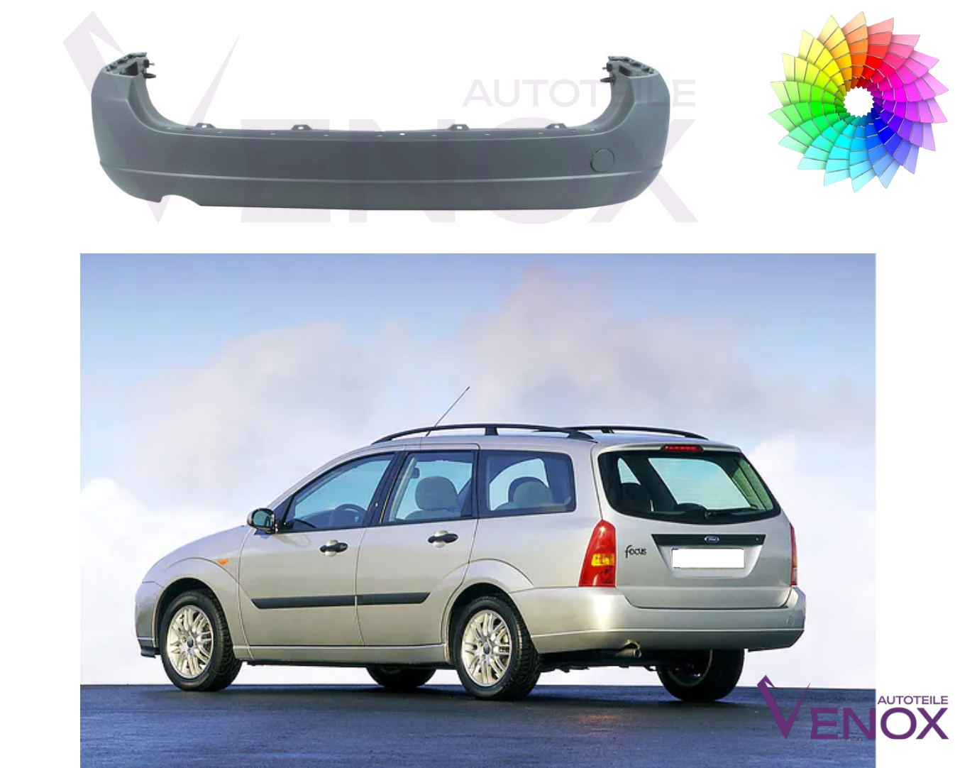 Voor Ford Focus Mk1 1998-2001 Estate Achterbumper gespoten in de gewenste kleur - Afbeelding 2