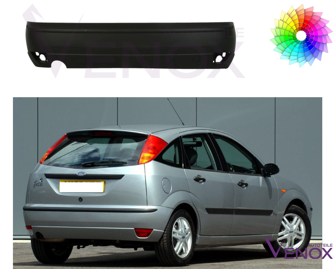 Voor Ford Focus Mk1 2001-2004 HB achterbumper gespoten in de kleur van je keuze - Afbeelding 2