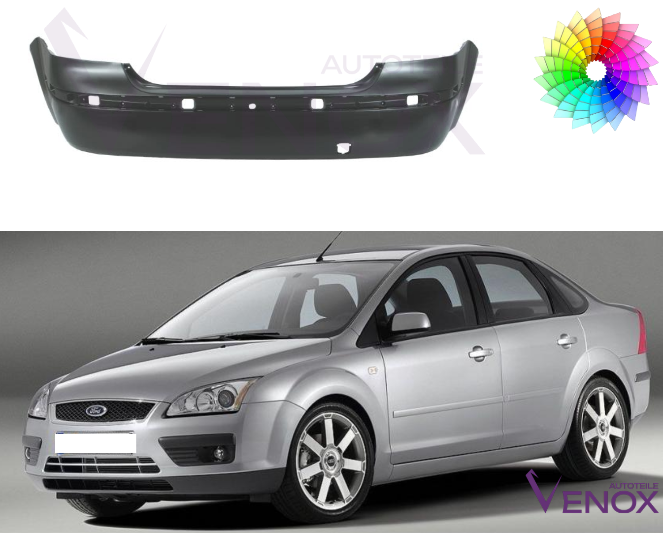 Voor Ford Focus Mk2 2004-2008 Sedan Achterbumper Gespoten in de gewenste kleur - Afbeelding 2