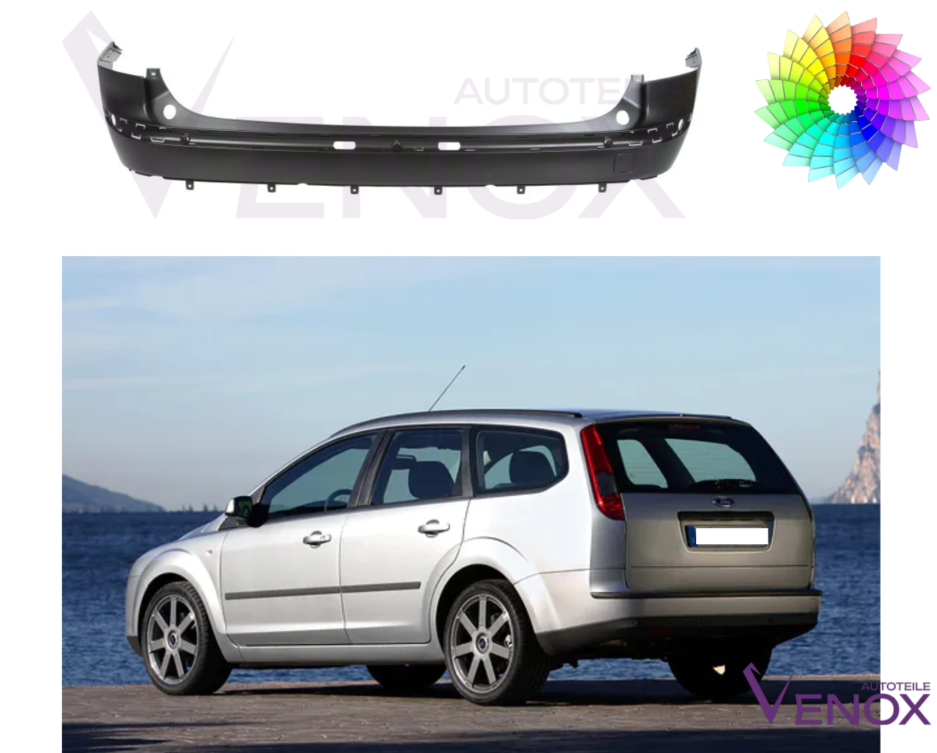 Voor Ford Focus Mk2 2004-2008 Estate Achterbumper gespoten in de gewenste kleur - Afbeelding 2