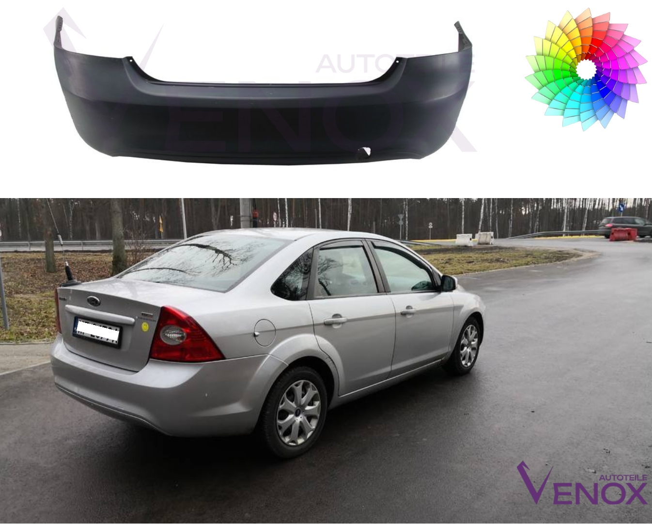 Voor Ford Focus Mk2 2008-2010 Sedan Achterbumper Gespoten in de gewenste kleur - Afbeelding 2