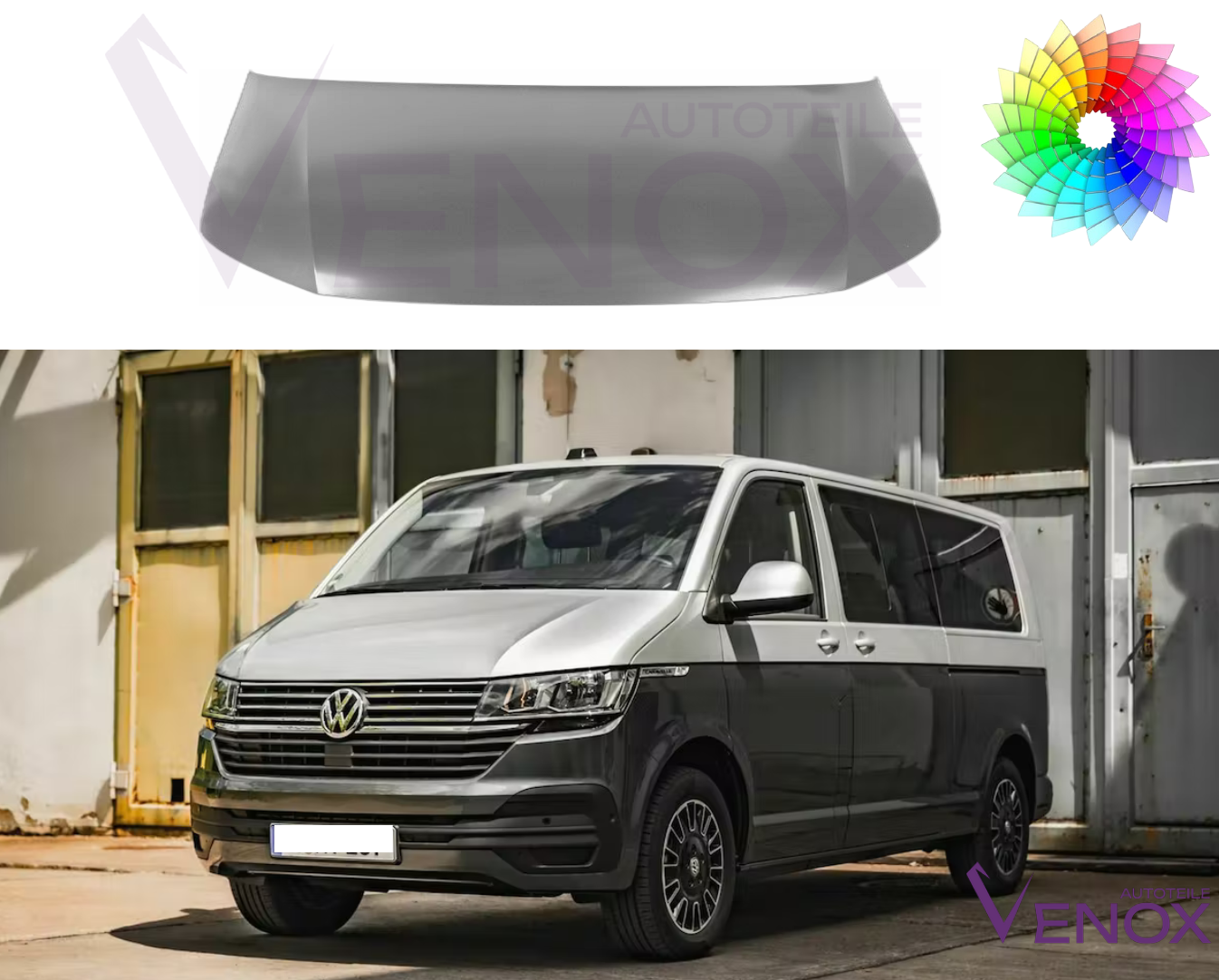Voor Vw T6 2015-2023 motorkap gespoten in gewenste kleur nieuw - Afbeelding 2
