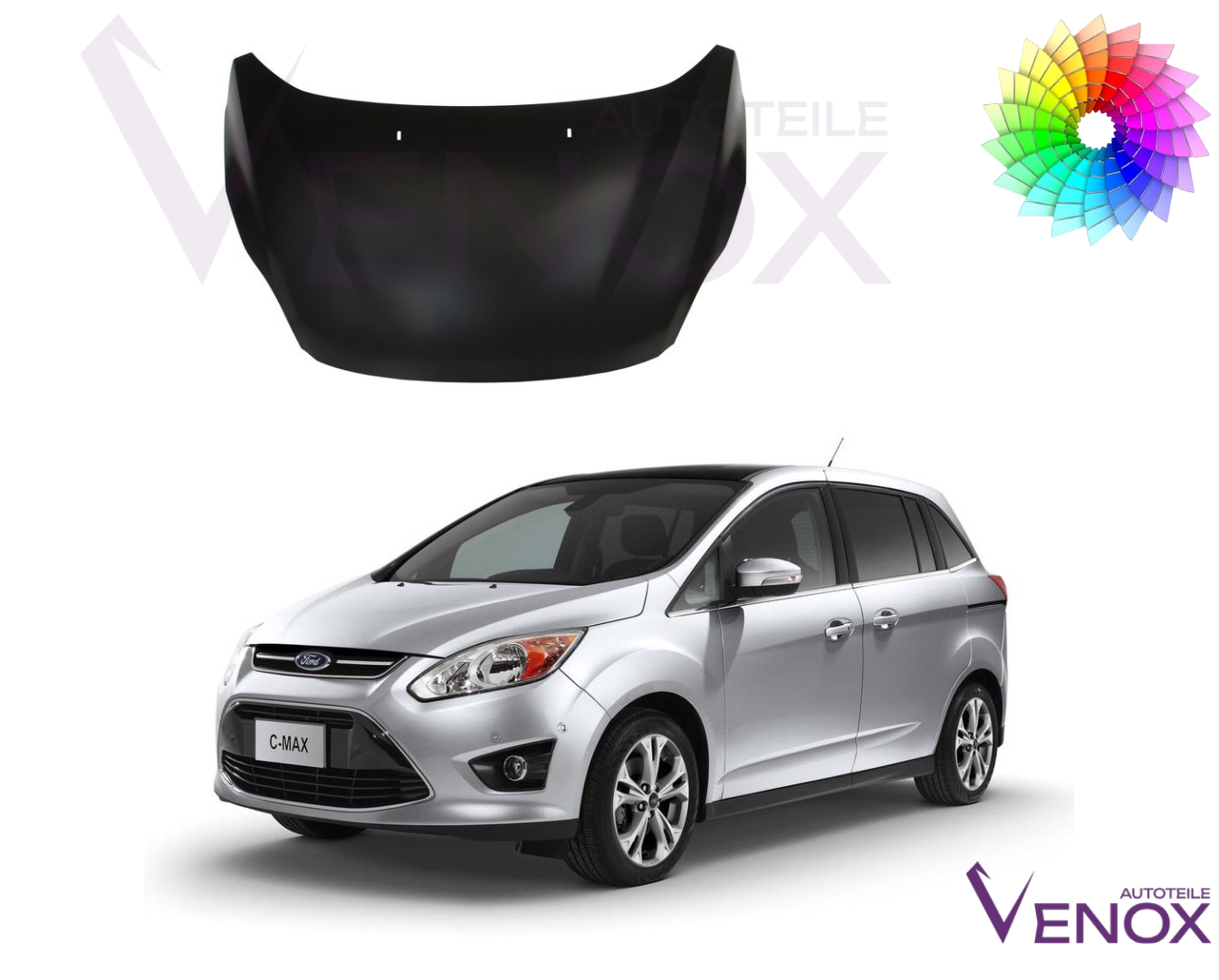 Voor Ford C-Max 2010-2014 motorkap gespoten in gewenste kleur Nieuw - Afbeelding 2
