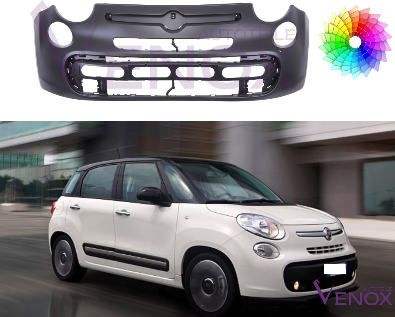 Voor Fiat 500L (330) 12-20 Voorbumper gespoten in de gewenste kleur NIEUW - Afbeelding 2