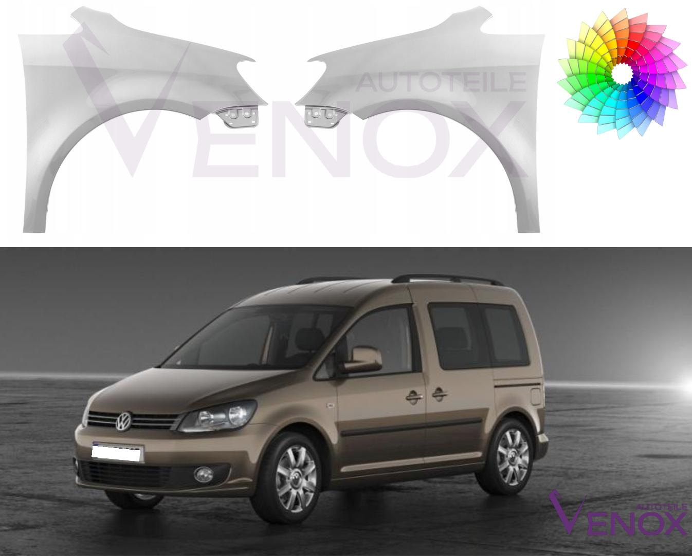 Voor VW Caddy 10-15 Linkerspatbord voor Gespoten in de gewenste kleur NIEUW - Afbeelding 2