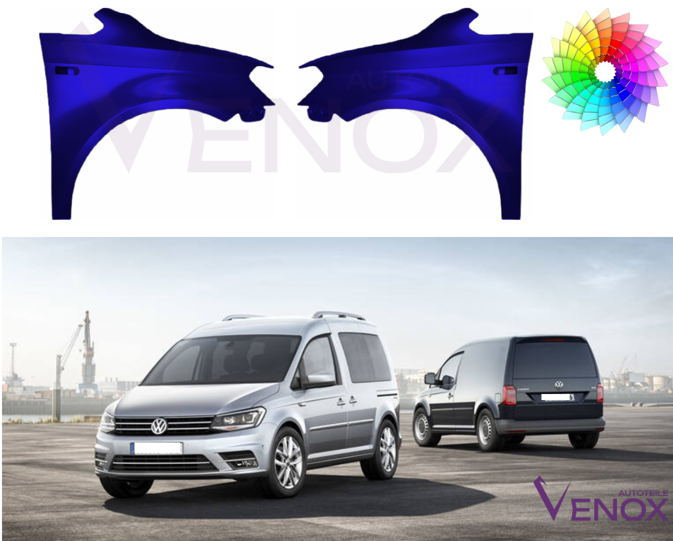 Spatbord Voor Volkswagen Caddy Rechts In Gewenste Kleur Gespoten Vanaf 15 NIEUW - Afbeelding 2