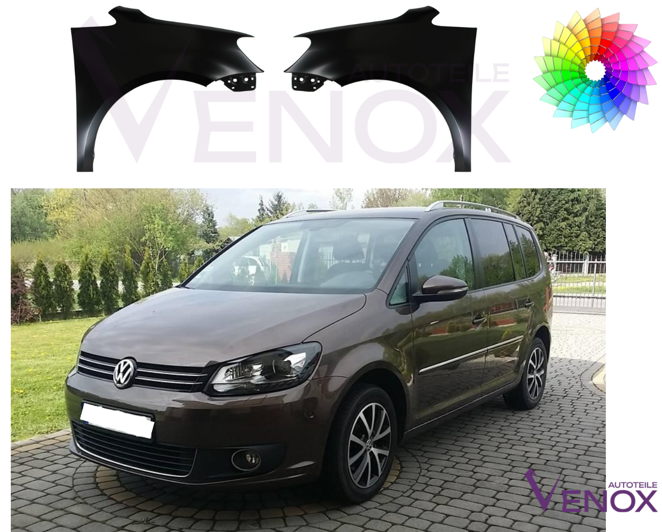 Voor VW Touran 1T3 2010-2015 Linkerspatbord voor gespoten in de kleur van je keuze - Afbeelding 2