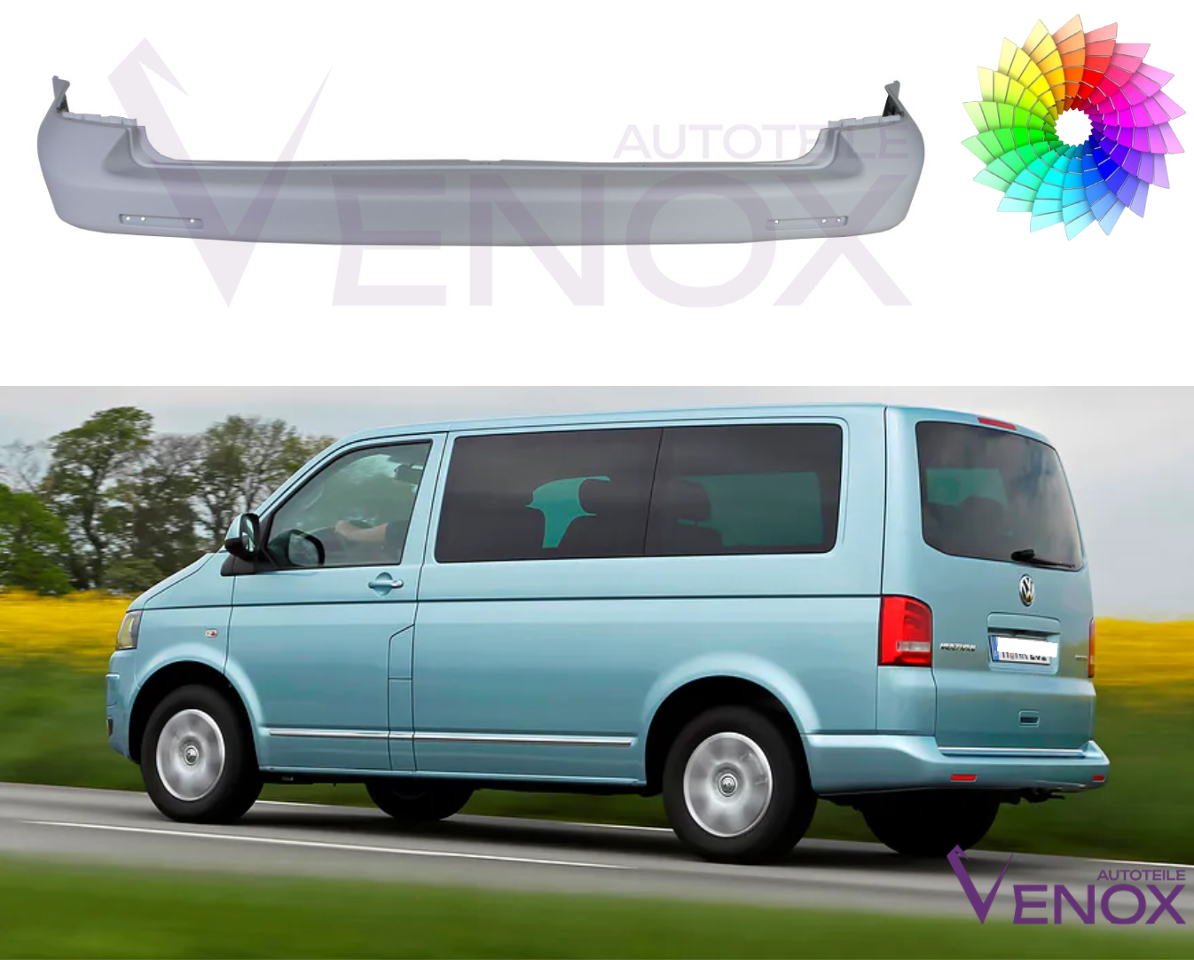 Voor VW T5 CARAVELLE MULTIVAN 13-15 Achterbumper gespoten in de gewenste kleur - Afbeelding 2
