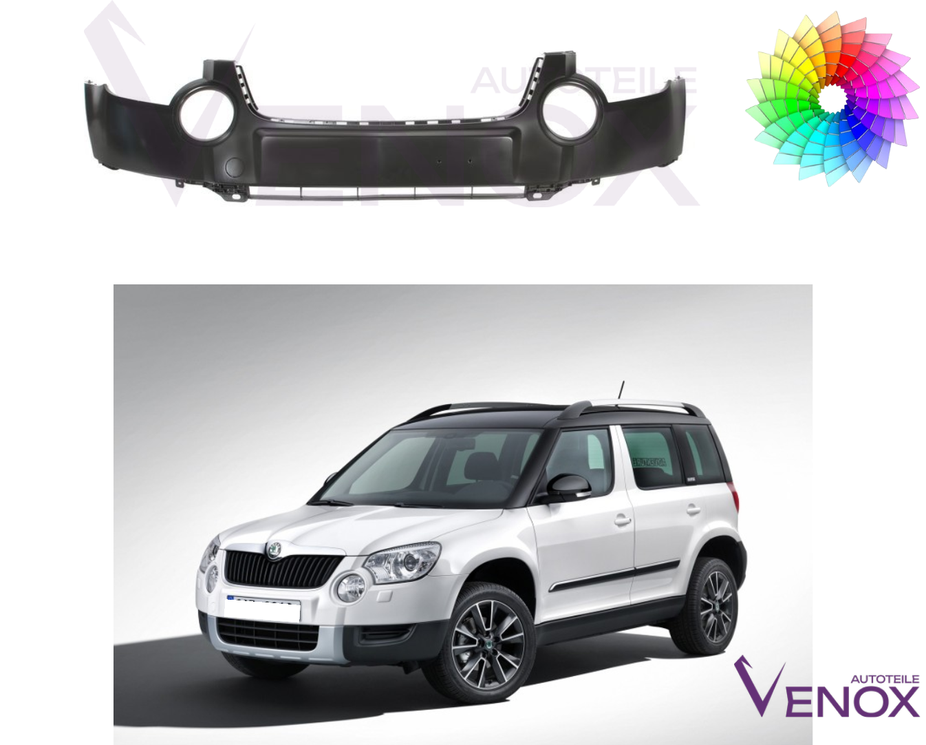 Voor Skoda Yeti 2009-2013 Voorbumper gespoten in de gewenste kleur NIEUW - Afbeelding 2