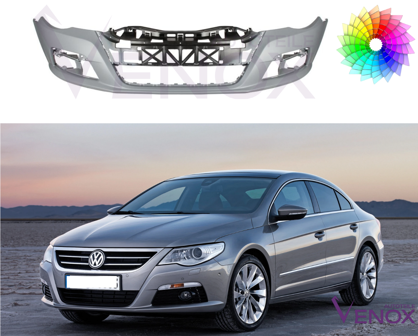 Voor VW Passat CC 357 08-12 Voorbumper gespoten in de gewenste kleur - Afbeelding 2