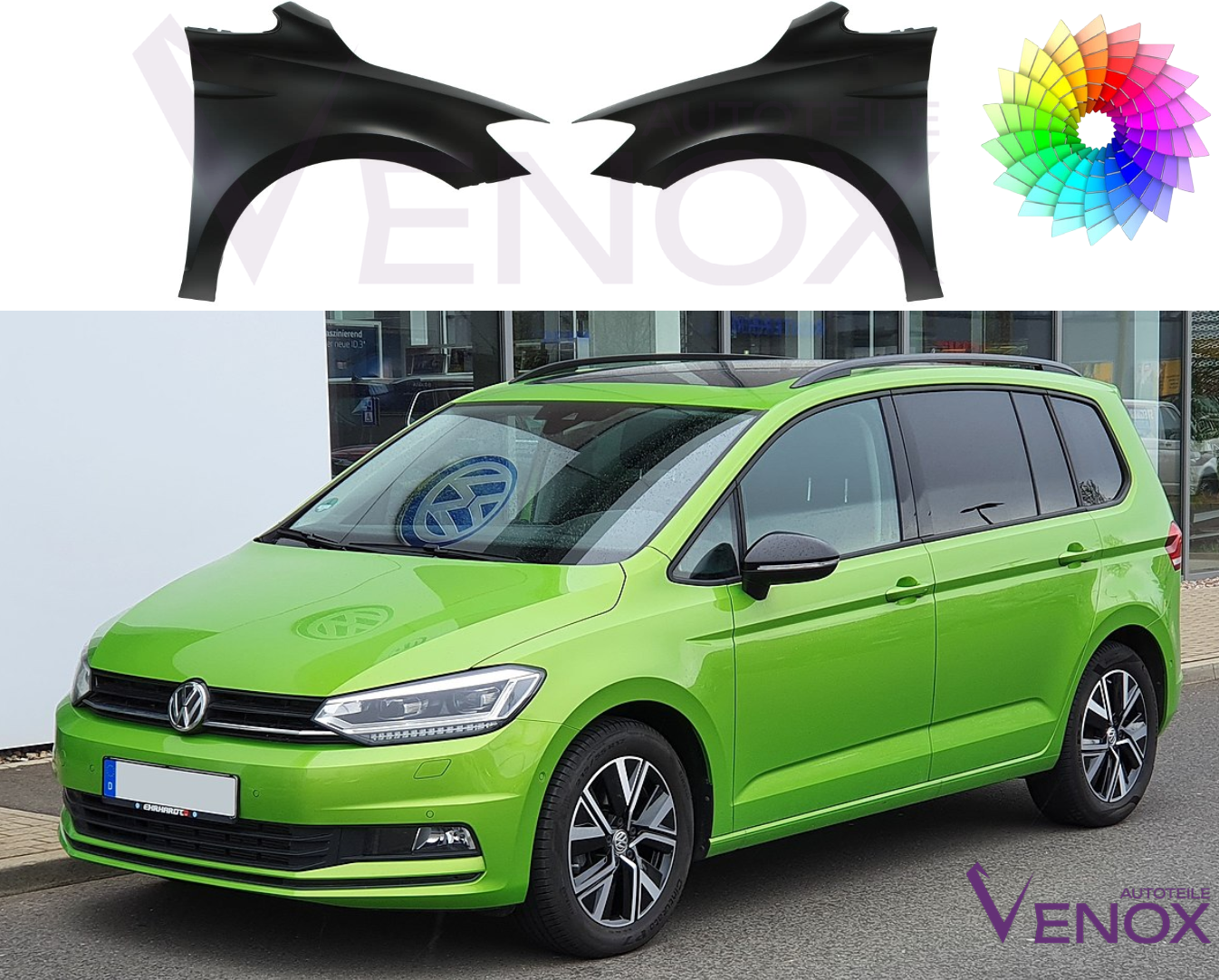 Voor VW Touran 5T vanaf 2015 Rechter voorvleugel gespoten in de kleur van je keuze - Afbeelding 2