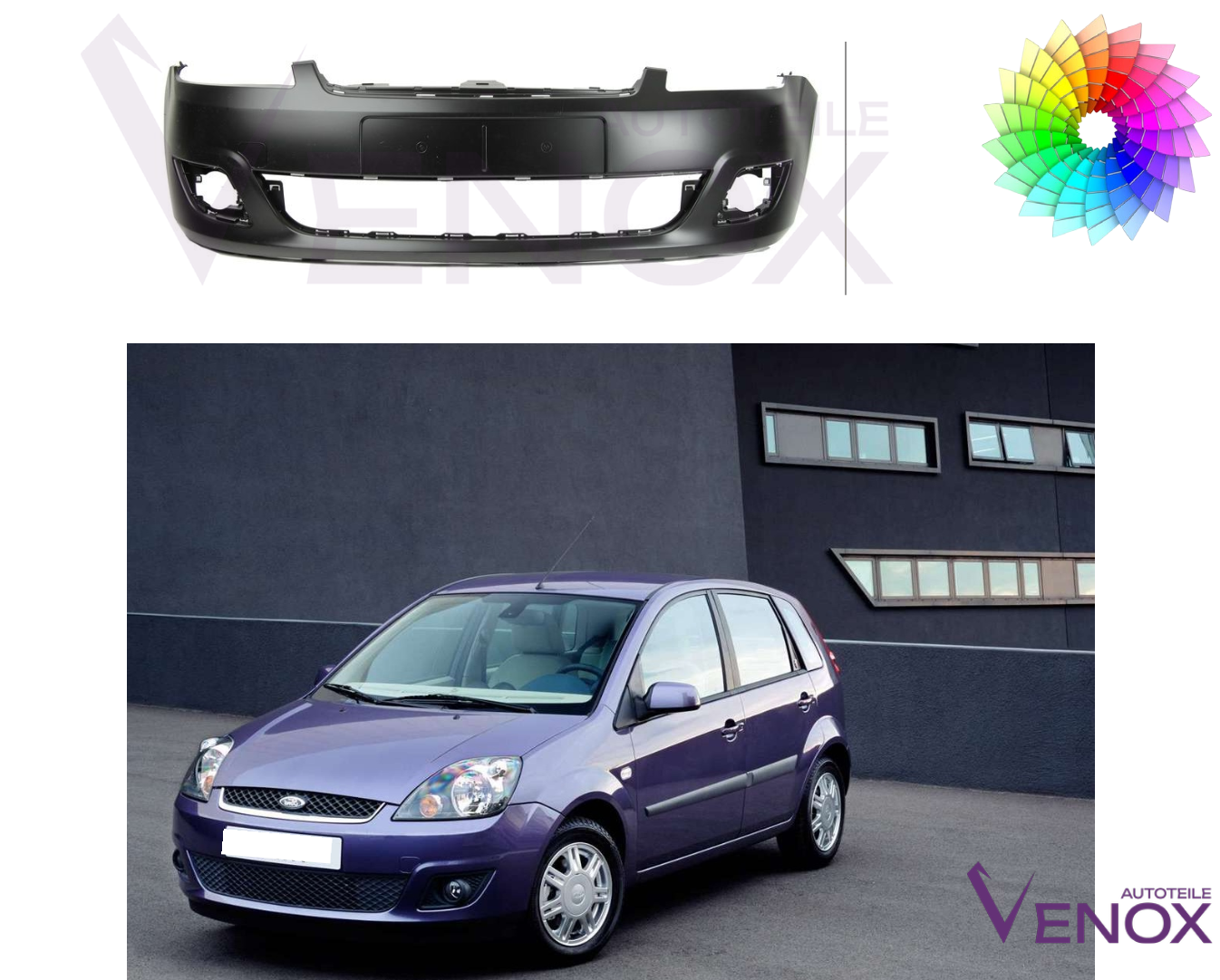 Voor Ford Fiesta Mk 6 2005-2008 Voorbumper gespoten in de kleur van je keuze - Afbeelding 2