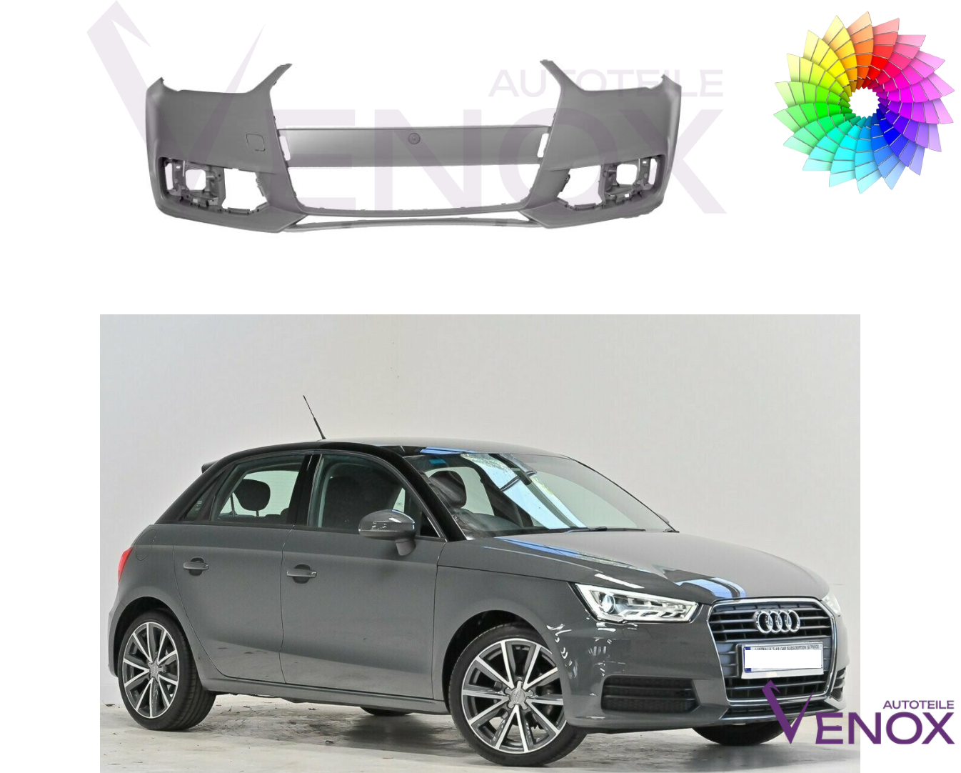 Voor Audi A1 2014-2018 Voorbumper gespoten in de gewenste kleur NIEUW - Afbeelding 2