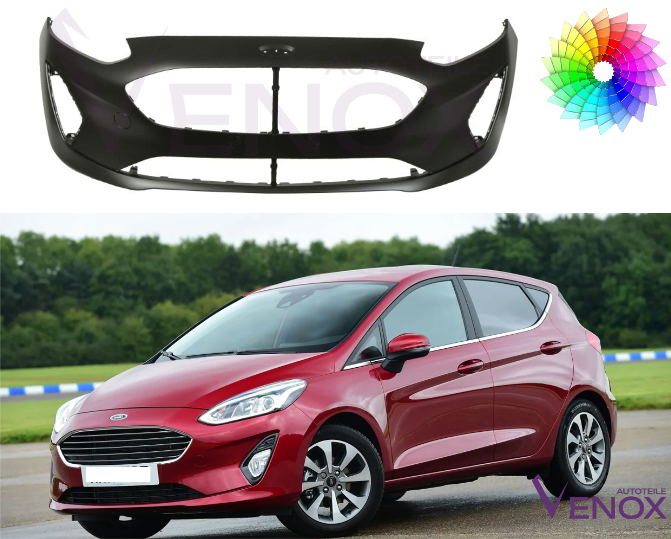Voor Ford Fiesta vanaf 2017 Voorbumper gespoten in de gewenste kleur - Afbeelding 2