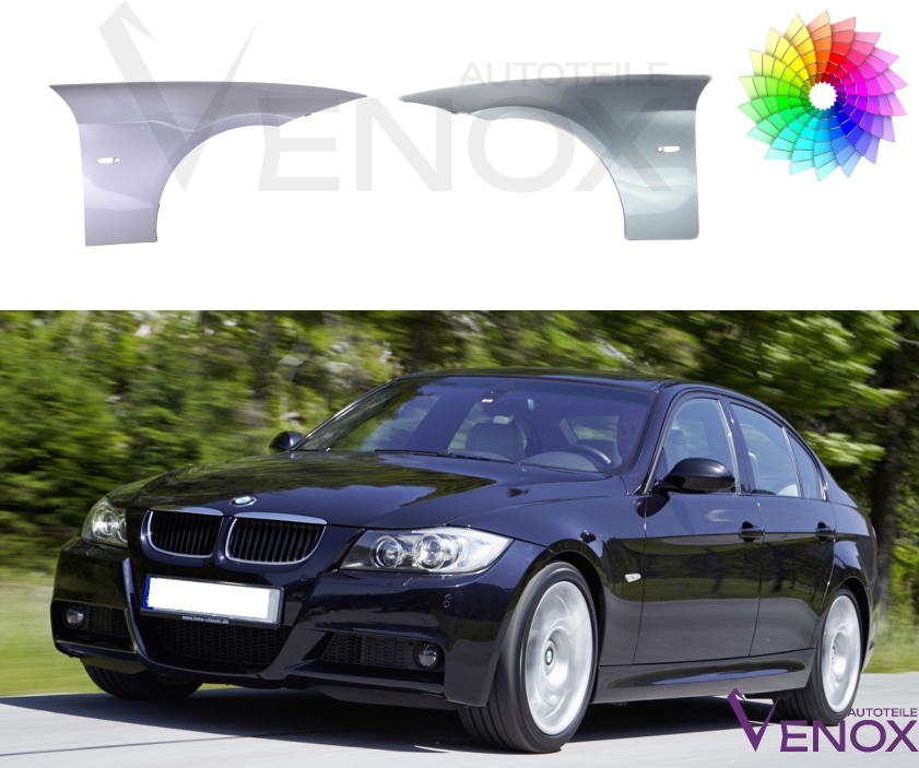 Voor BMW E90 E91 04-13 FRONT RIGHT Spatbord GEPASTEERD IN DE KLEUR VAN UW KEUZE - Afbeelding 2