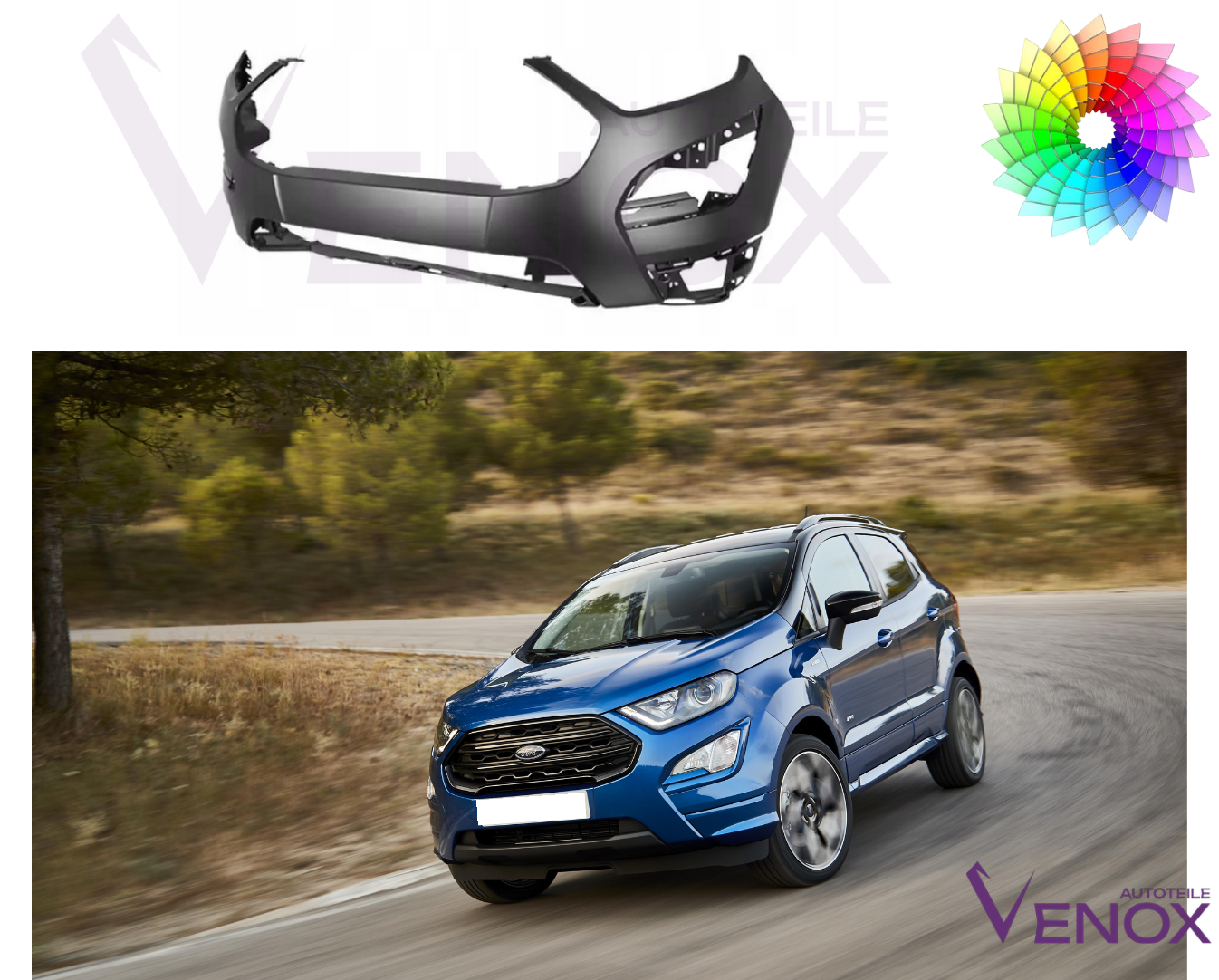 Voor Ford Ecosport vanaf 2017 Voorbumper gespoten in de gewenste kleur - Afbeelding 2