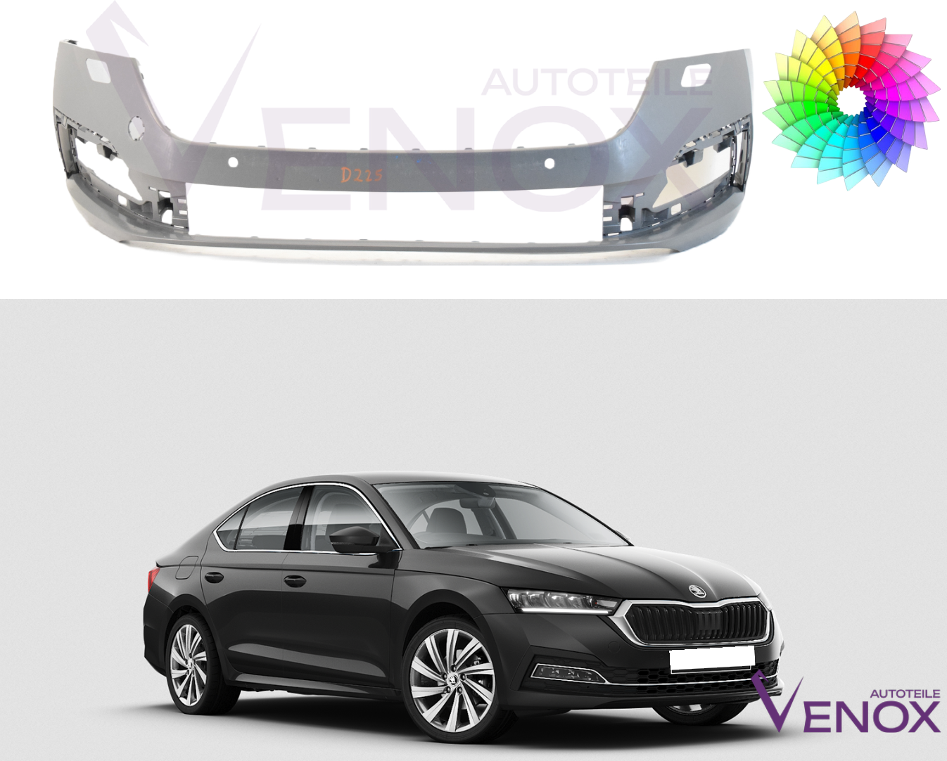 Voor Skoda Octavia vanaf 2020 Voorbumper SRA Gespoten in de gewenste kleur - Afbeelding 2