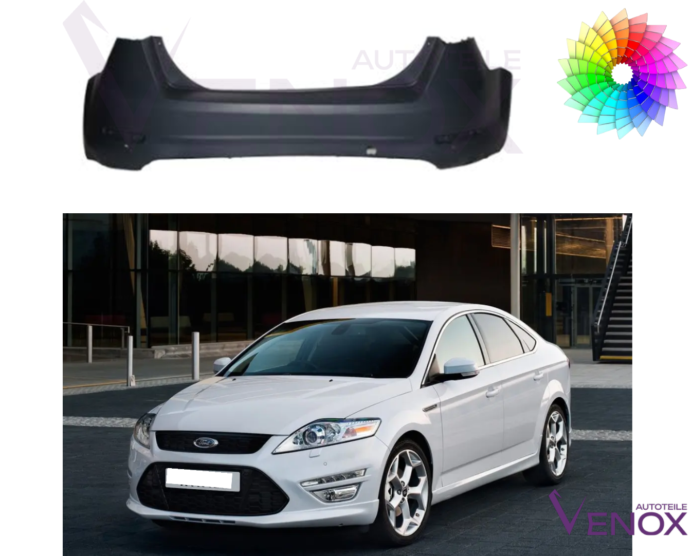 Voor Ford Mondeo MK4 Lim. PDC 10-15 Achterbumper gespoten in de gewenste kleur - Afbeelding 2