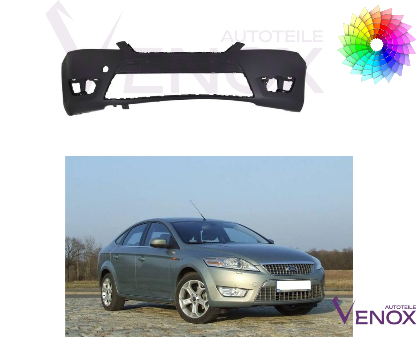 Voor Ford Mondeo Mk4 2007-2010 Voorbumper gespoten in de gewenste kleur NIEUW - Afbeelding 2