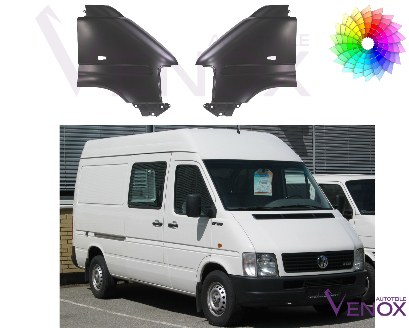 Voor VW LT 1996-2006 Spatbord rechts gespoten in de gewenste kleur - Afbeelding 2