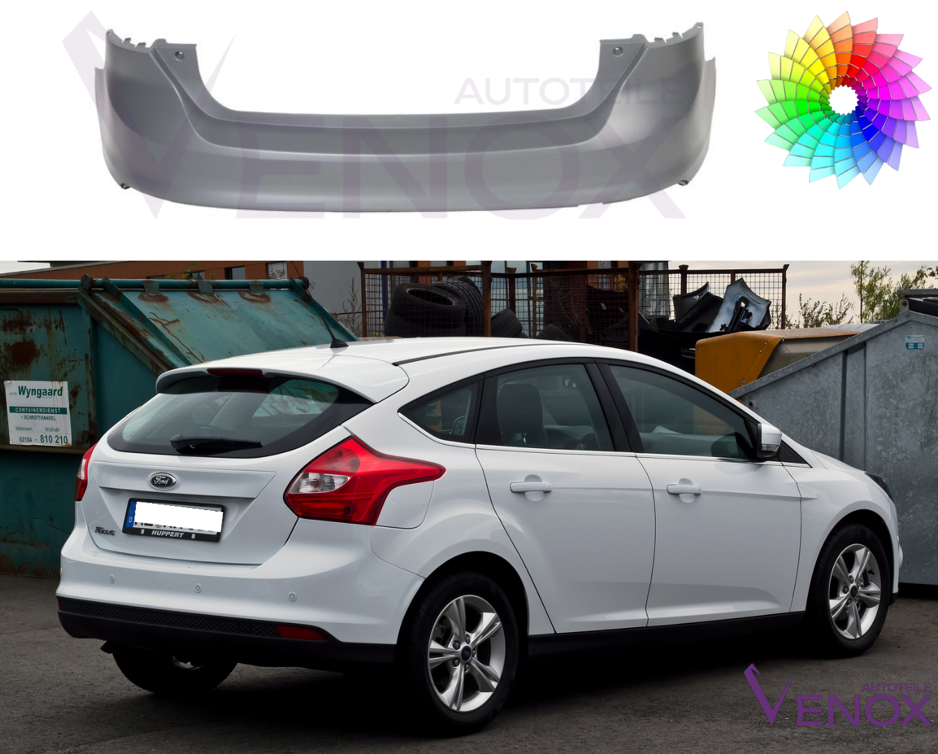 Voor Ford Focus Mk3 2010-2014 HB Achterbumper gespoten in de gewenste kleur - Afbeelding 2