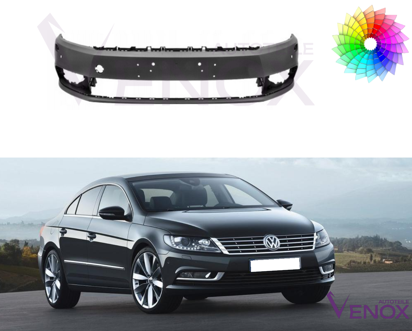 Voor Vw CC 358 2012-2017 Voorbumper 4xPDC SRA Gespoten in gewenste kleur NIEUW - Afbeelding 2