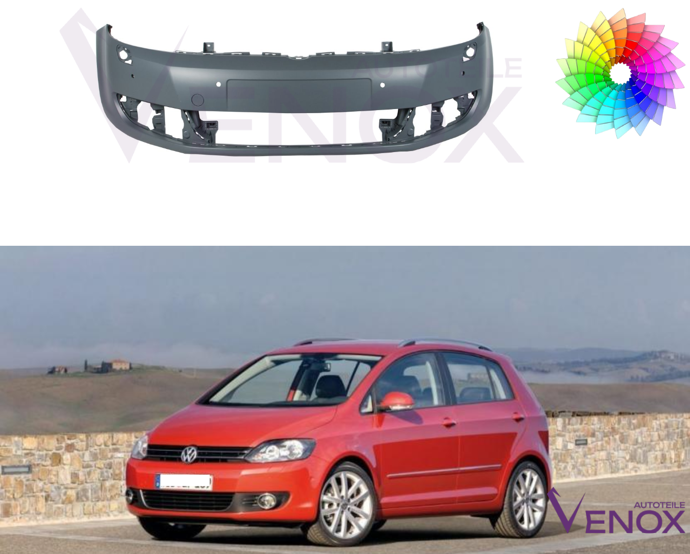 Bumper Vw Golf VI Plus 09-13 SRA gespoten in de gewenste kleur - Afbeelding 2