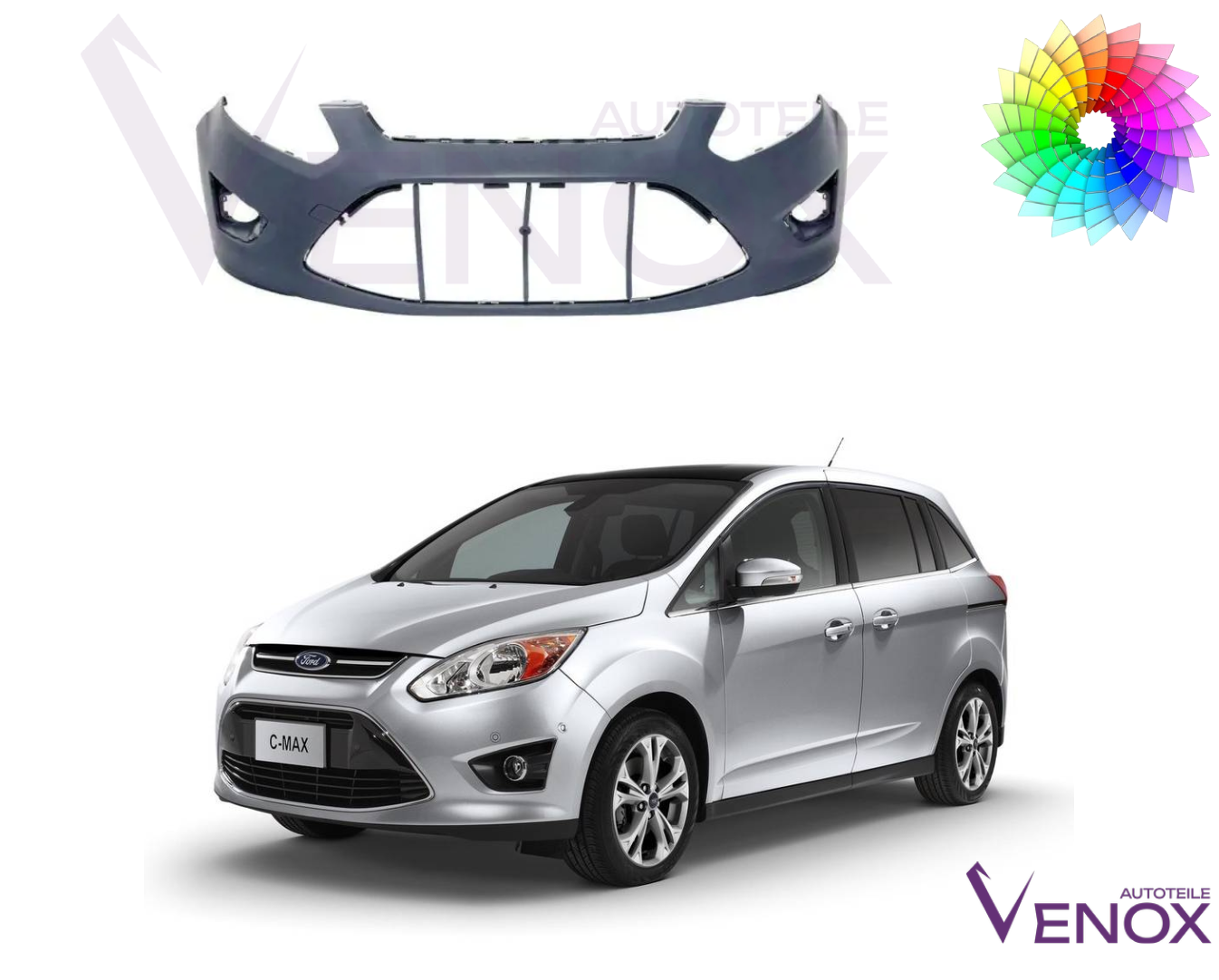 Voor Ford C-Max 2010-2014 Voorbumper gespoten in de gewenste kleur - Afbeelding 2