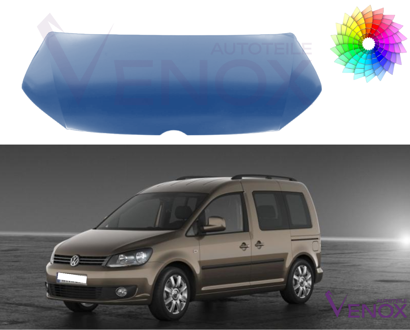Voor Vw Caddy 10-15 motorkap gespoten in de gewenste kleur NIEUW - Afbeelding 2