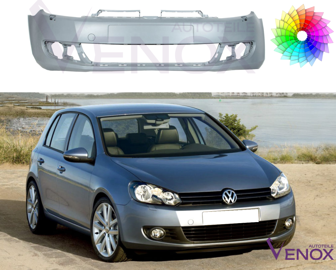 Bumper Voor Vw Golf VI 6 08-16 SRA Gespoten In Gewenste Kleur NIEUW - Afbeelding 2