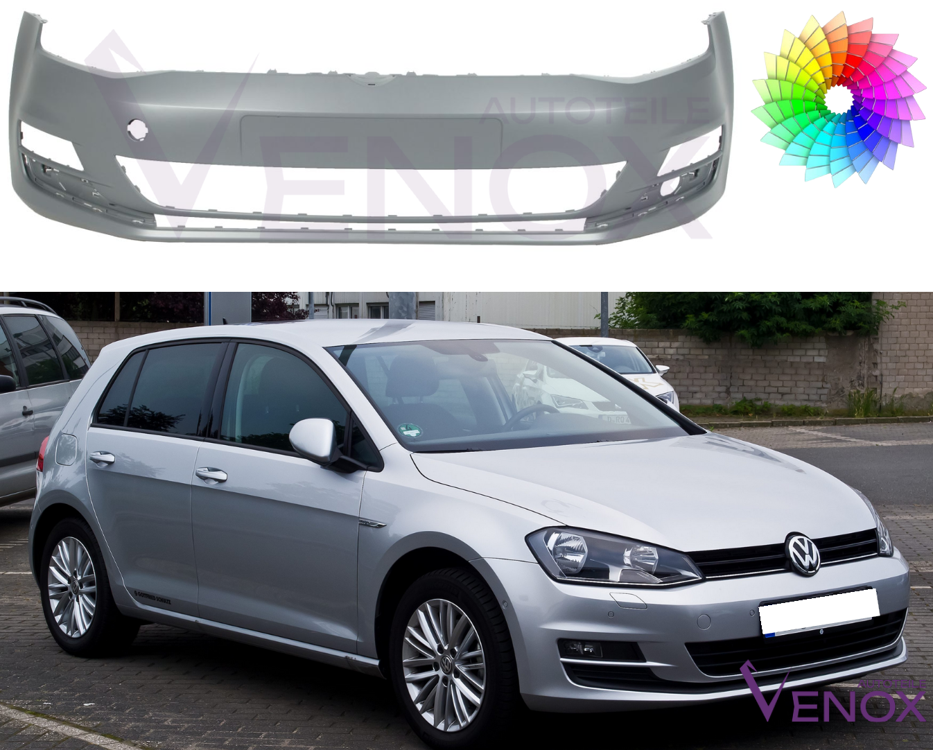 Voor VW Golf 7 VII voorbumper gespoten in de gewenste kleur 2012-2017 - Afbeelding 2