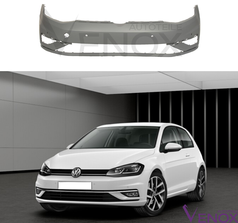 Voor VW Golf 7 VII voorbumper 4 PDC gespoten in de gewenste kleur 2017-2020 - Afbeelding 2