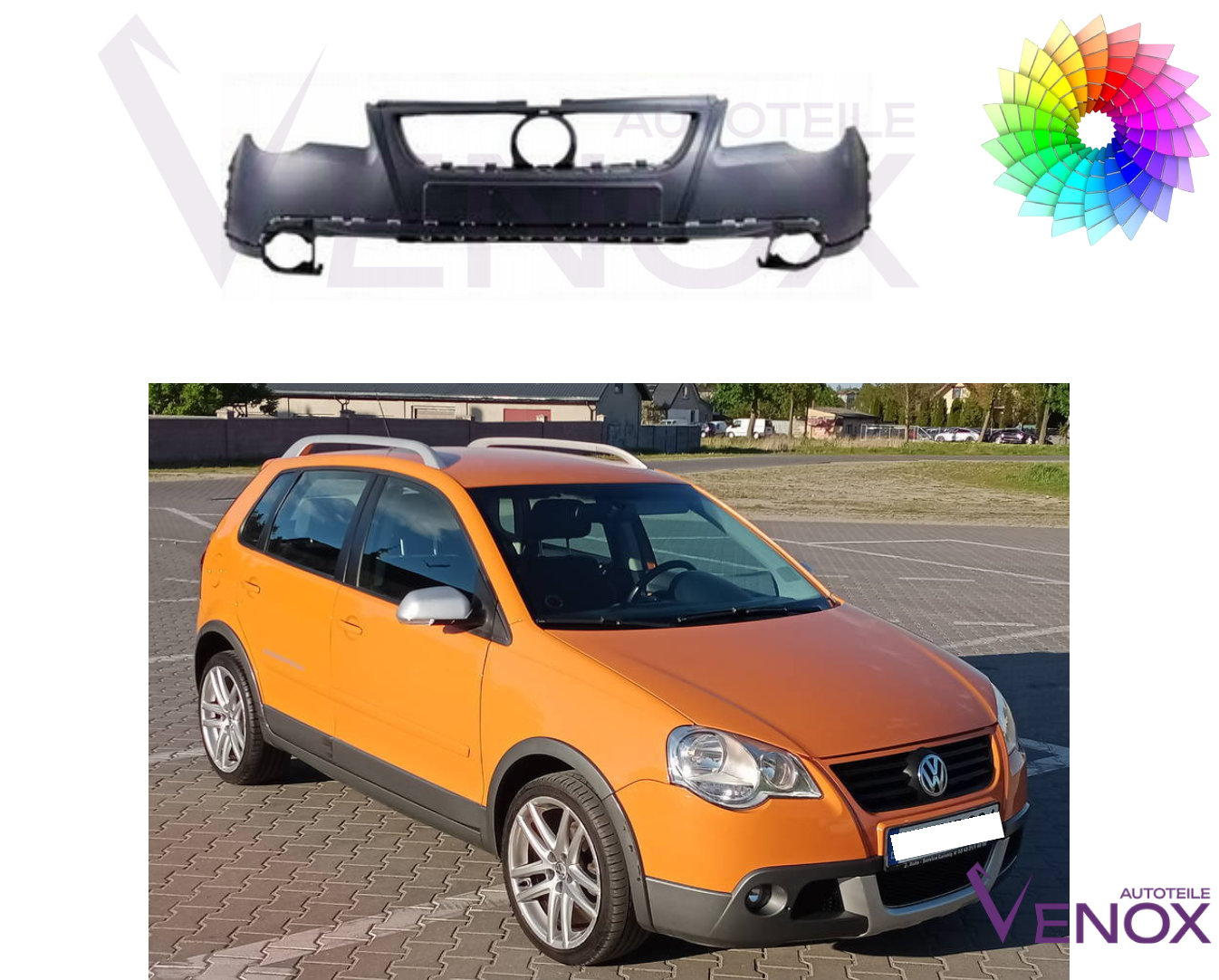 Voor VW Polo 9N Cross 2005-2010 Voorbumper gespoten in de gewenste kleur - Afbeelding 2