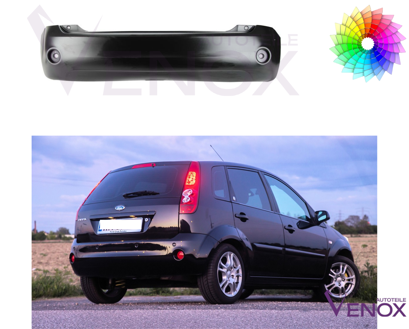 Voor Ford Fiesta Mk 6 2005-2008 Achterbumper gespoten in de kleur van je keuze - Afbeelding 2