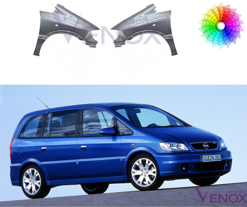 Voor Opel Zafira A 99-05 Spatbord VOOR RECHTS, GEPASTEERD IN DE KLEUR VAN UW KEUZE - Afbeelding 2