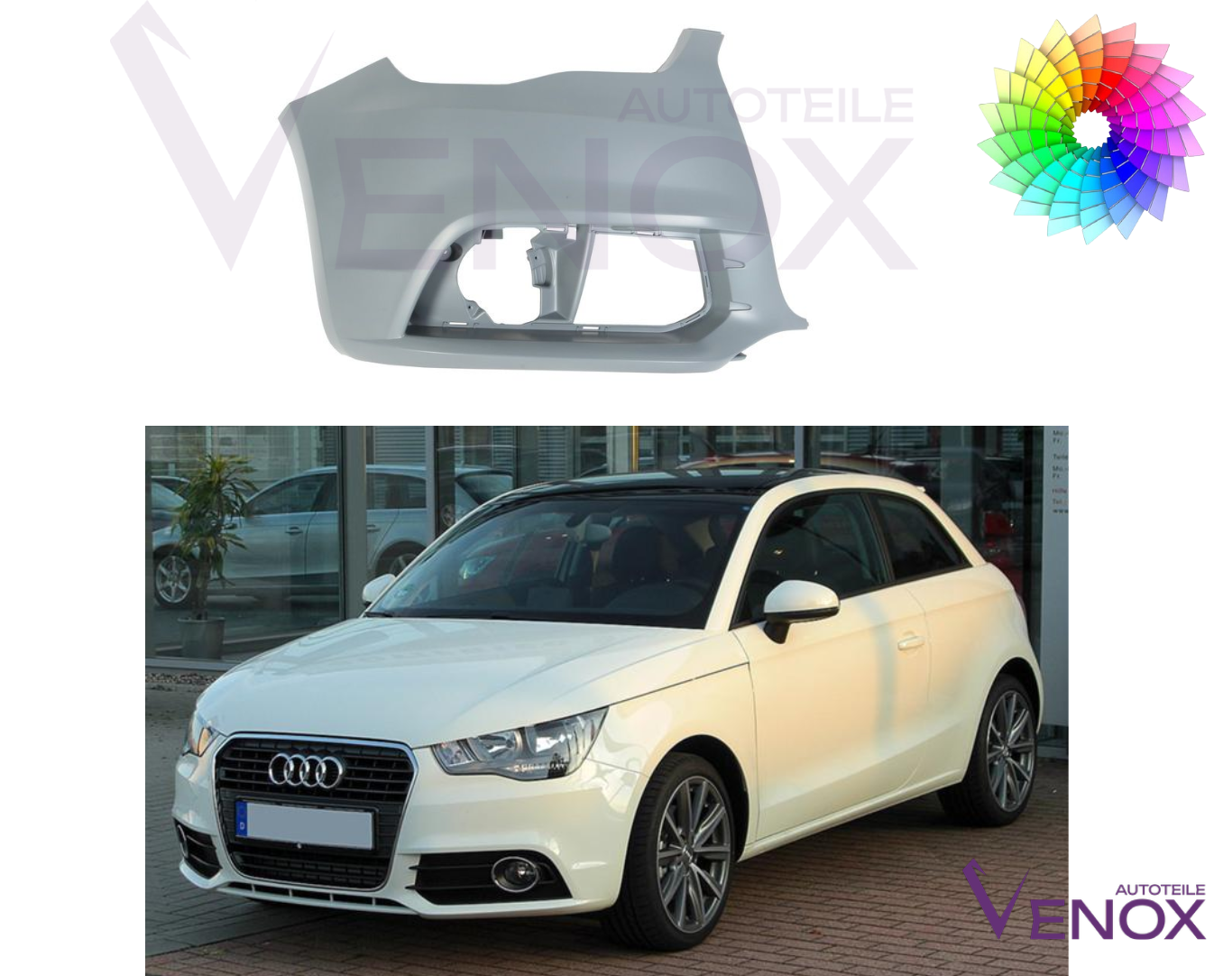 Voor Audi A1 2010-2015 Voorbumper rechts gespoten in de gewenste kleur - Afbeelding 2