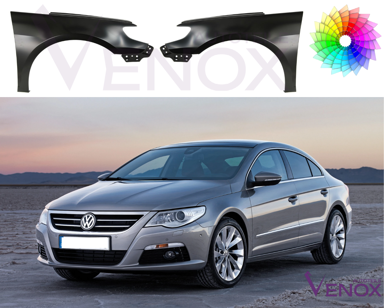 Voor VW Passat CC 357 08-12 Spatbord rechtsvoor gespoten in kleur naar keuze - Afbeelding 2