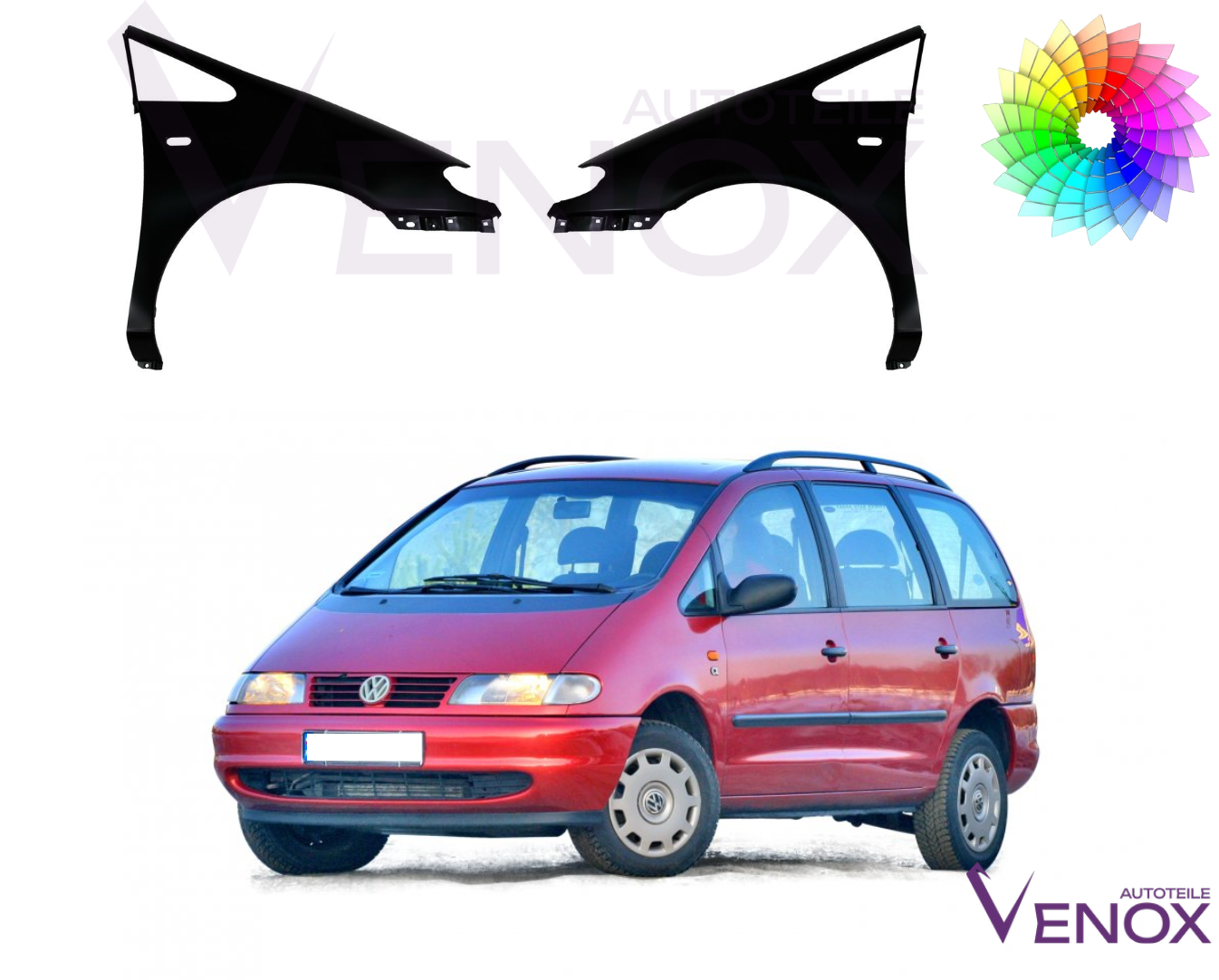 Voor VW Sharan Seat Alhambra Ford Galaxy 95-00 Spatborden, links, kleur naar keuze - Afbeelding 2