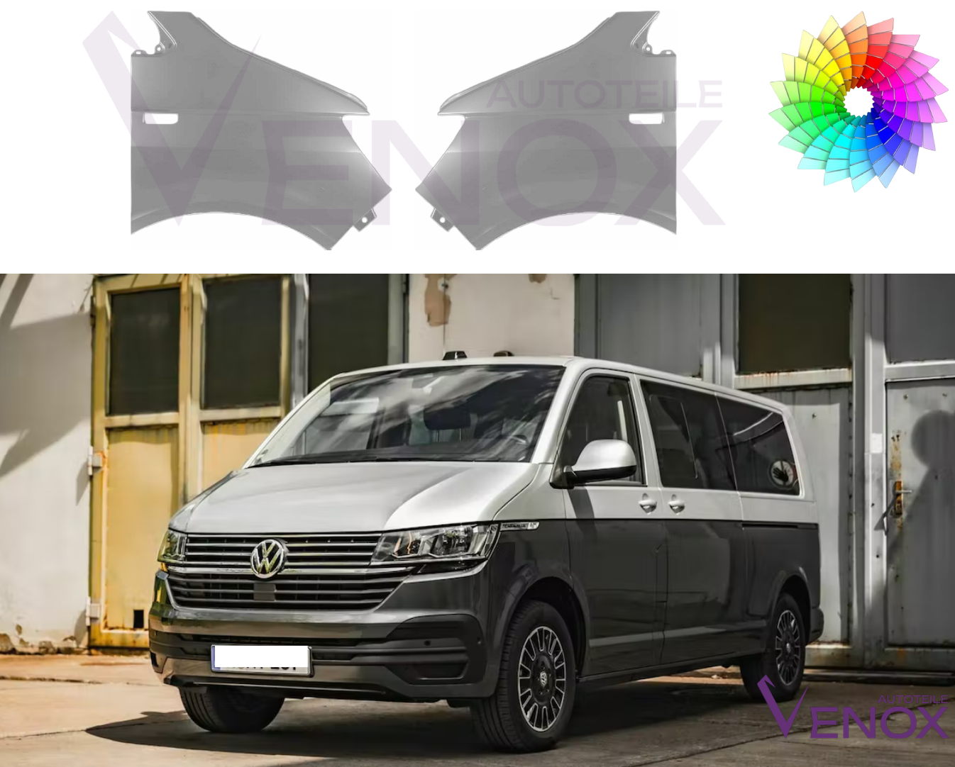 Voor VW Transporter T6 vanaf 2015 Spatbord linksvoor, gespoten in de kleur van uw keuze - Afbeelding 2