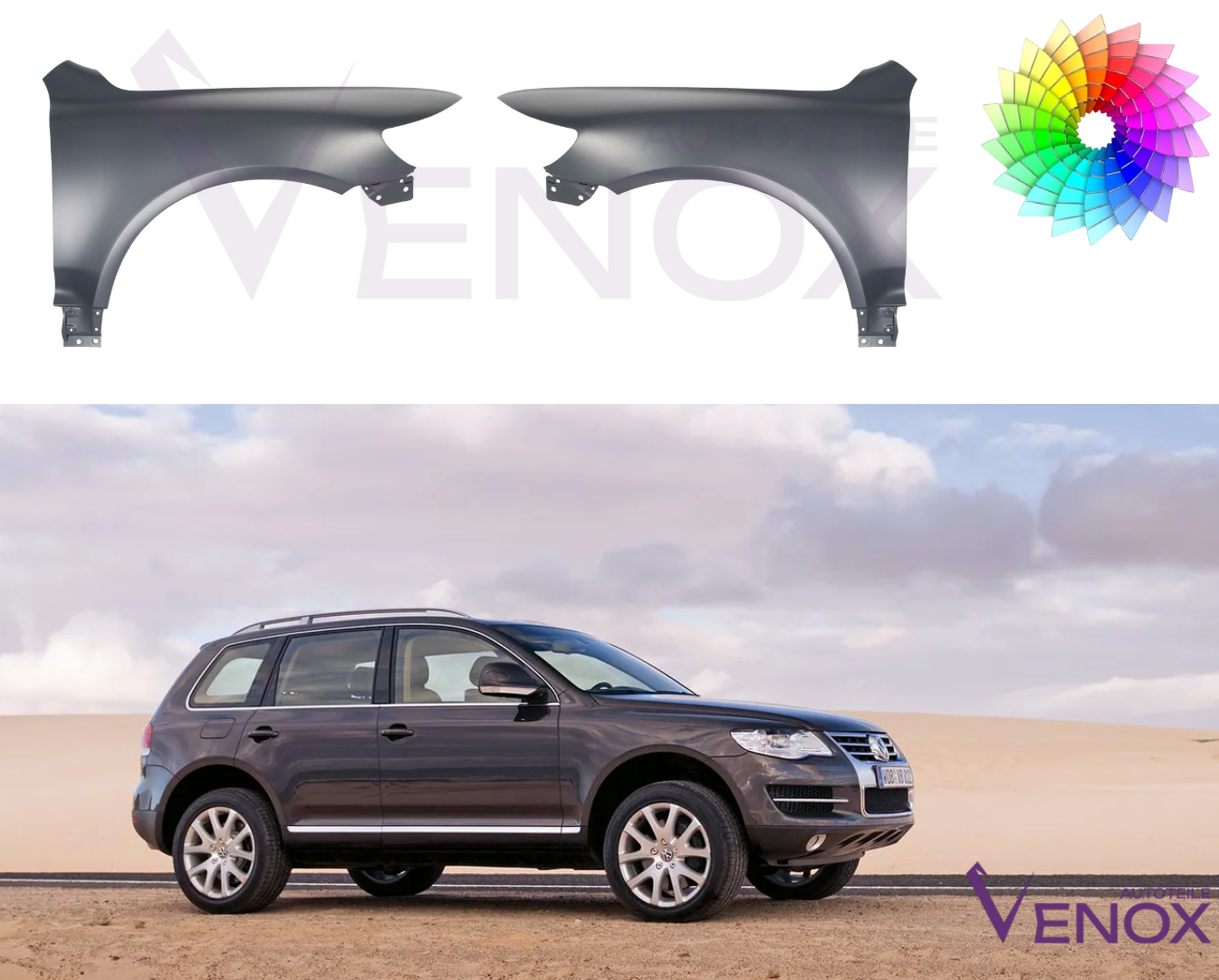 Voor VW Touareg 7L 07-10 Spatbord linksvoor gespoten in de gewenste kleur - Afbeelding 2