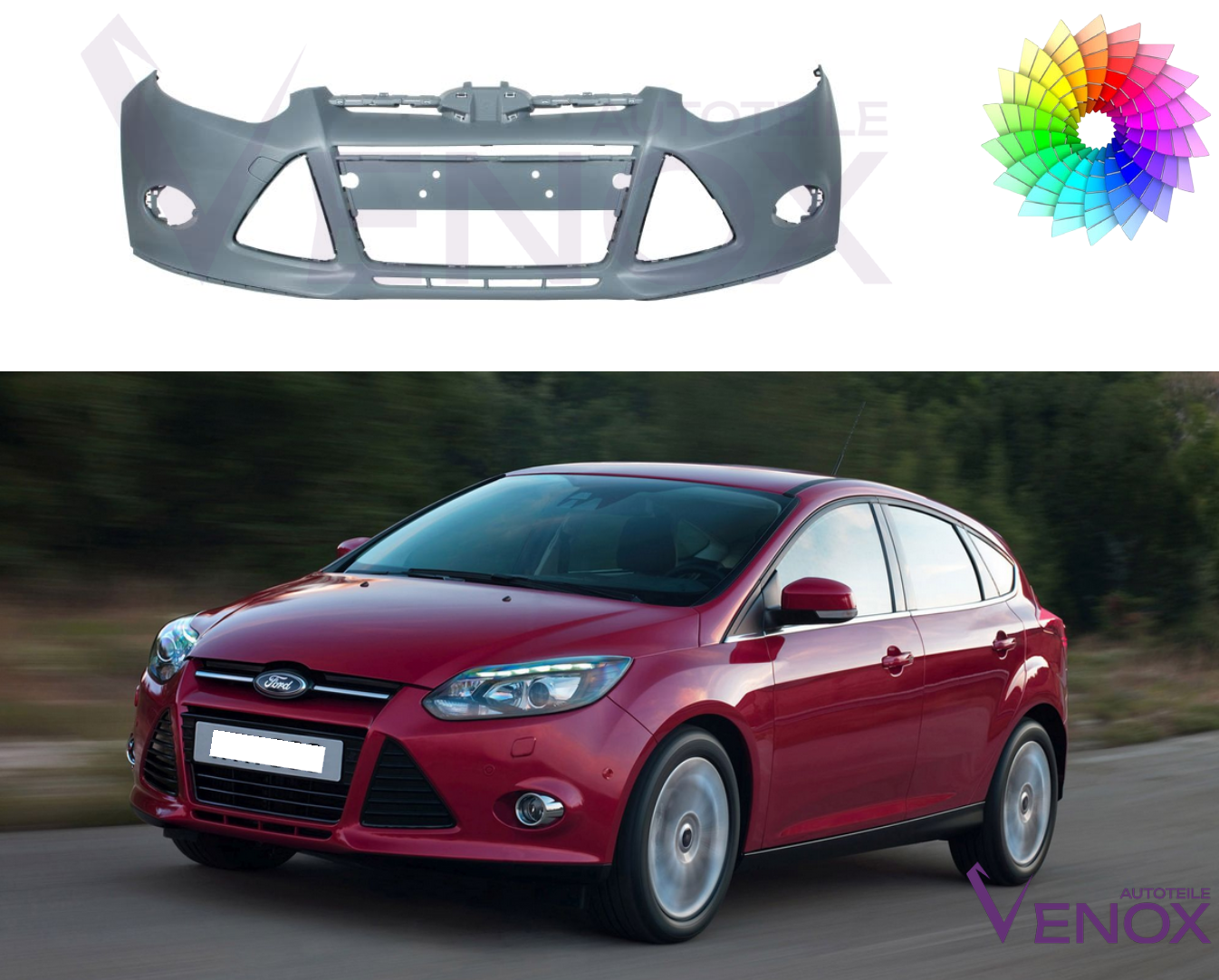 Voor Ford Focus Mk 3 2010-2014 Voorbumper gespoten in de kleur van je keuze - Afbeelding 2