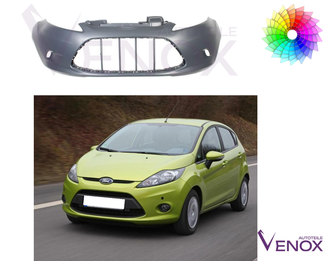 Voor Ford Fiesta Mk 7 2008-2013 Voorbumper gespoten in de kleur van je keuze - Afbeelding 2