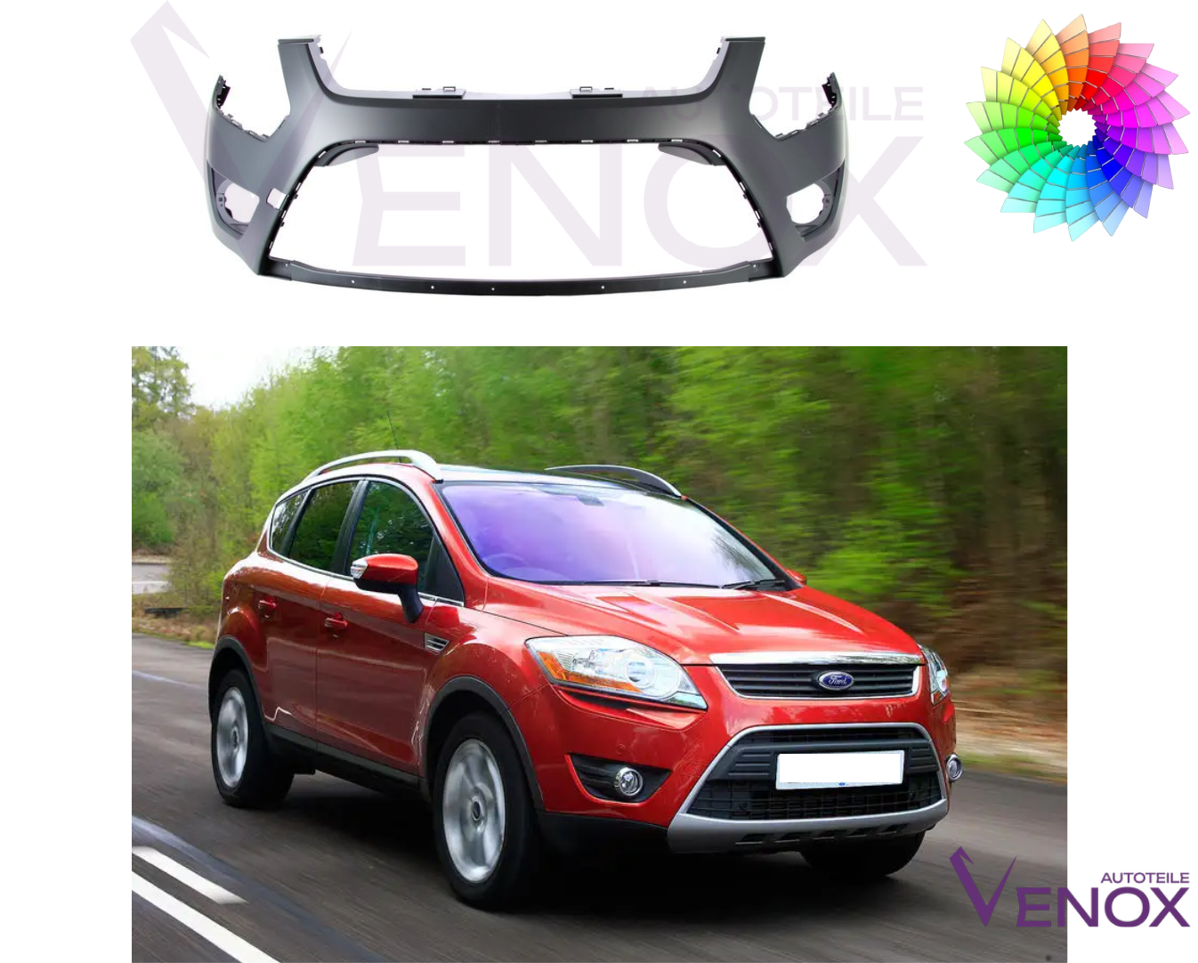 Voor Ford Kuga 2008-2013 NSW in de gewenste kleur gespoten voorbumper NIEUW - Afbeelding 2