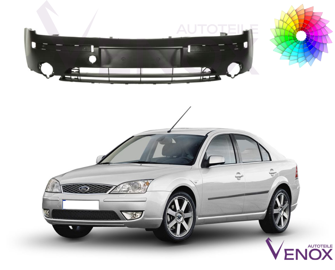 Voor Ford Mondeo Mk3 2000-2003 Voorbumper gespoten in de gewenste kleur NIEUW - Afbeelding 2