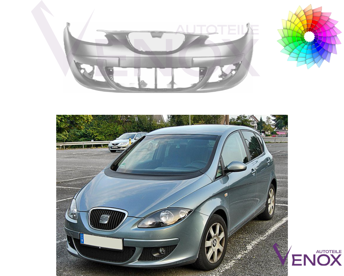 Voor Seat Altea 2004-2009 Voorbumper gespoten in de kleur van je keuze - Afbeelding 2